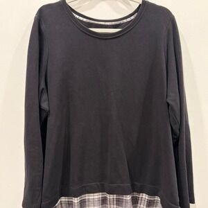 'Ruff Hewn black long sleeve shirt with plaid hem